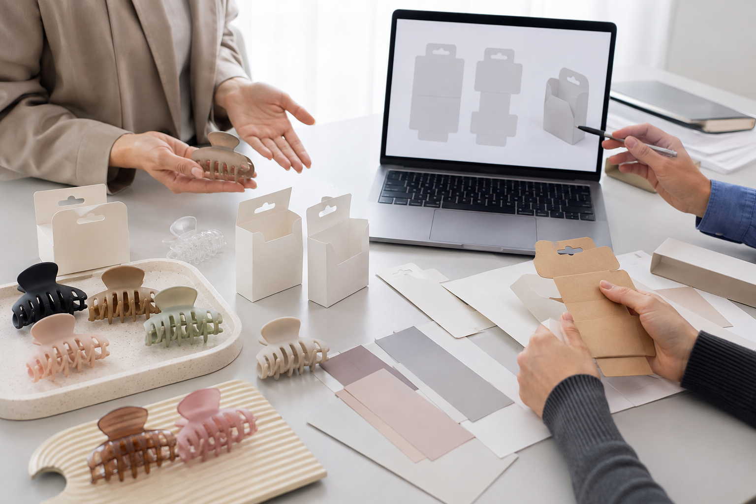 Generic review of hair claw clip packaging and customization details