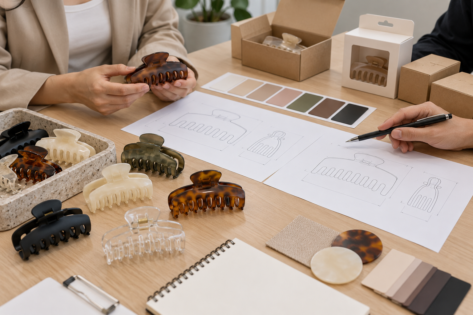 Generic RFQ preparation scene for custom hair claw clips